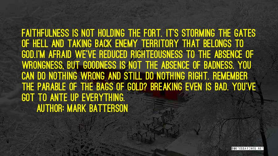 Mark Batterson Quotes: Faithfulness Is Not Holding The Fort. It's Storming The Gates Of Hell And Taking Back Enemy Territory That Belongs To
