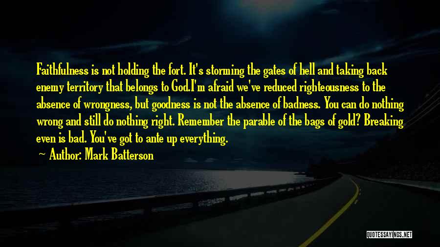 Mark Batterson Quotes: Faithfulness Is Not Holding The Fort. It's Storming The Gates Of Hell And Taking Back Enemy Territory That Belongs To