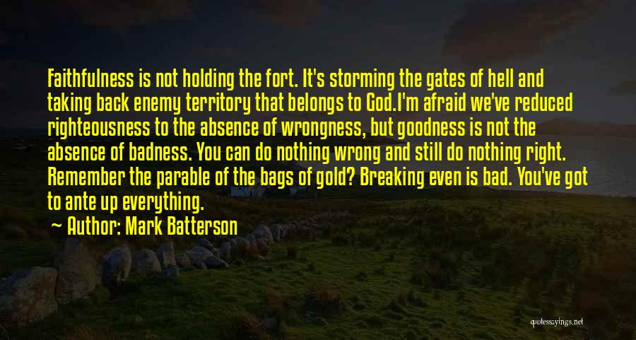 Mark Batterson Quotes: Faithfulness Is Not Holding The Fort. It's Storming The Gates Of Hell And Taking Back Enemy Territory That Belongs To