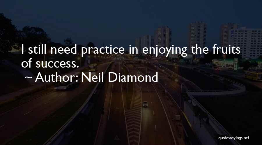 Neil Diamond Quotes: I Still Need Practice In Enjoying The Fruits Of Success.