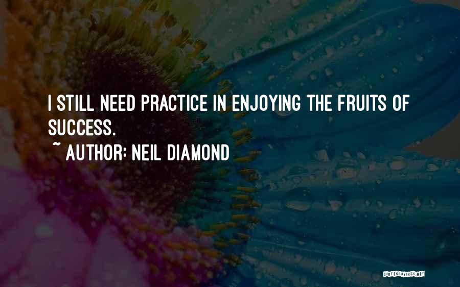 Neil Diamond Quotes: I Still Need Practice In Enjoying The Fruits Of Success.