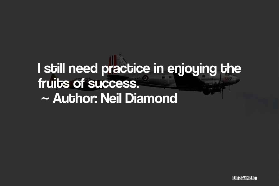 Neil Diamond Quotes: I Still Need Practice In Enjoying The Fruits Of Success.