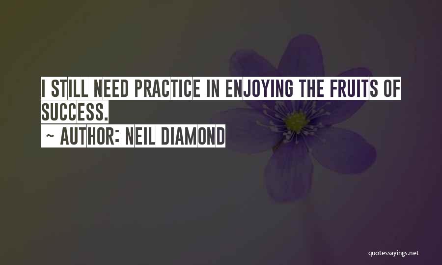 Neil Diamond Quotes: I Still Need Practice In Enjoying The Fruits Of Success.