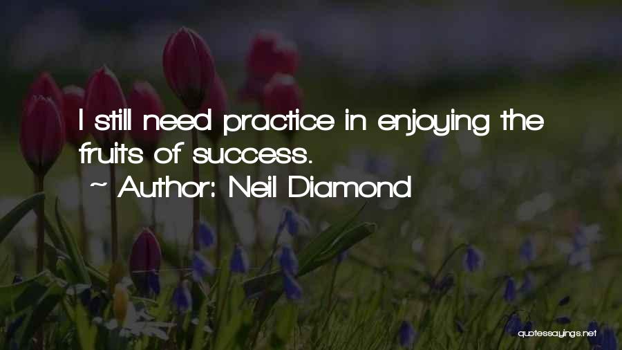 Neil Diamond Quotes: I Still Need Practice In Enjoying The Fruits Of Success.