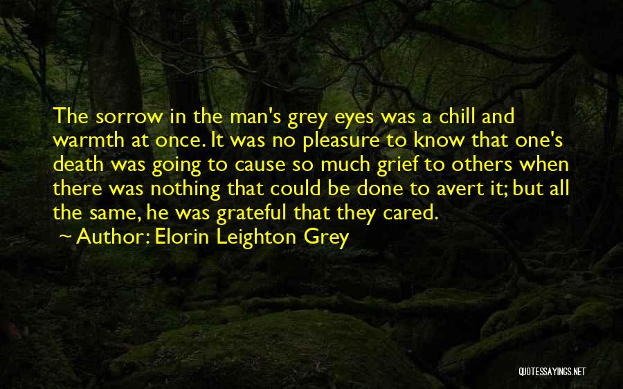 Elorin Leighton Grey Quotes: The Sorrow In The Man's Grey Eyes Was A Chill And Warmth At Once. It Was No Pleasure To Know