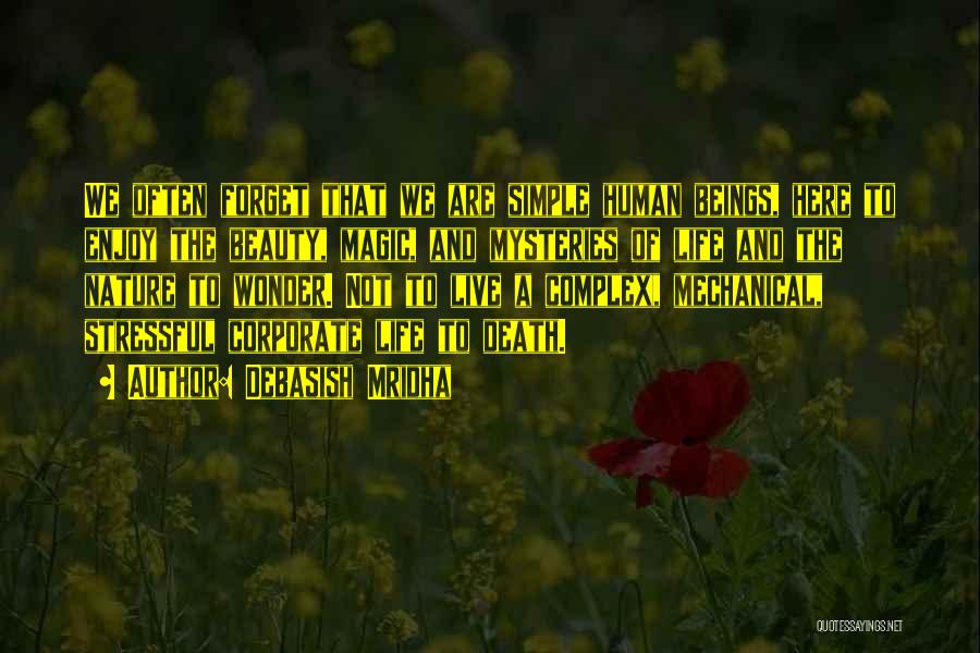 Debasish Mridha Quotes: We Often Forget That We Are Simple Human Beings, Here To Enjoy The Beauty, Magic, And Mysteries Of Life And