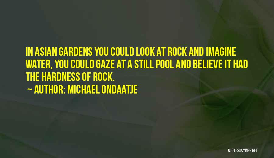 Michael Ondaatje Quotes: In Asian Gardens You Could Look At Rock And Imagine Water, You Could Gaze At A Still Pool And Believe