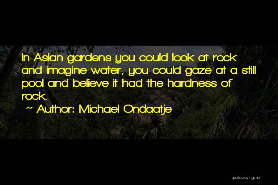 Michael Ondaatje Quotes: In Asian Gardens You Could Look At Rock And Imagine Water, You Could Gaze At A Still Pool And Believe