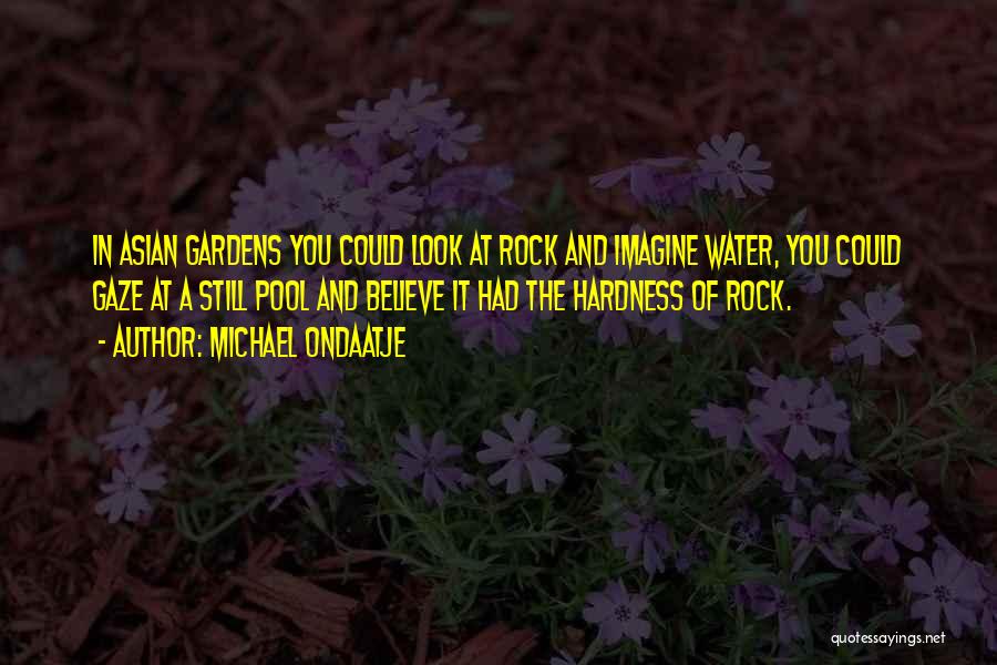 Michael Ondaatje Quotes: In Asian Gardens You Could Look At Rock And Imagine Water, You Could Gaze At A Still Pool And Believe