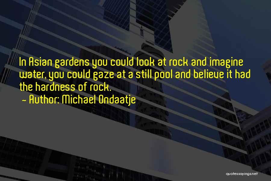Michael Ondaatje Quotes: In Asian Gardens You Could Look At Rock And Imagine Water, You Could Gaze At A Still Pool And Believe