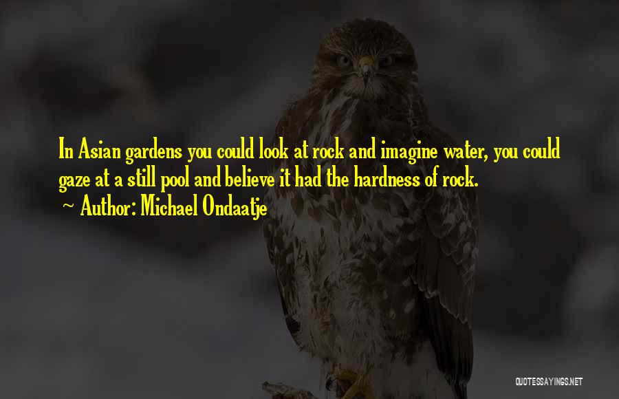 Michael Ondaatje Quotes: In Asian Gardens You Could Look At Rock And Imagine Water, You Could Gaze At A Still Pool And Believe