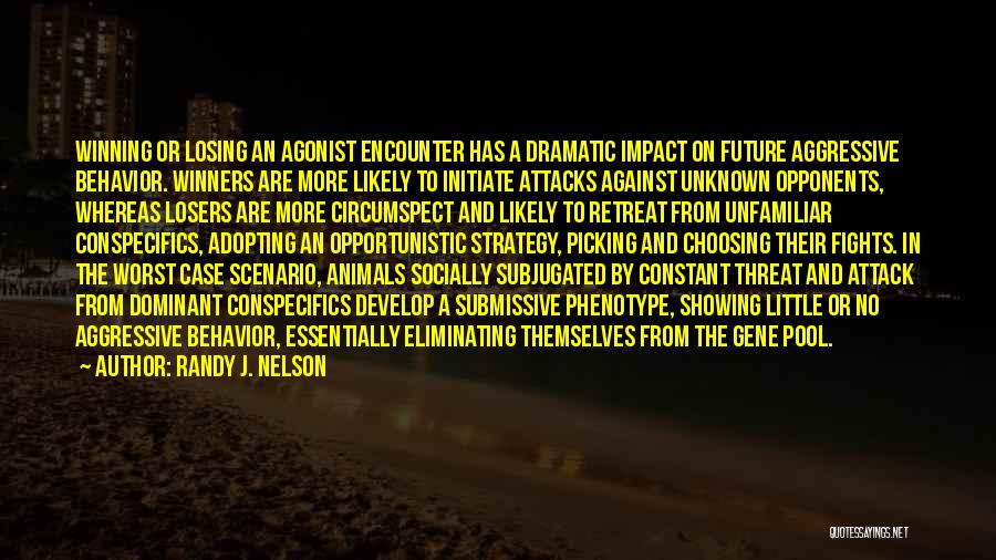 Randy J. Nelson Quotes: Winning Or Losing An Agonist Encounter Has A Dramatic Impact On Future Aggressive Behavior. Winners Are More Likely To Initiate