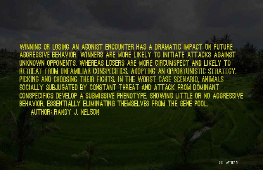 Randy J. Nelson Quotes: Winning Or Losing An Agonist Encounter Has A Dramatic Impact On Future Aggressive Behavior. Winners Are More Likely To Initiate