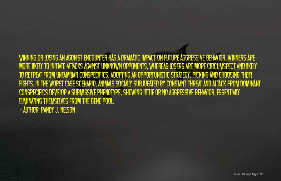 Randy J. Nelson Quotes: Winning Or Losing An Agonist Encounter Has A Dramatic Impact On Future Aggressive Behavior. Winners Are More Likely To Initiate
