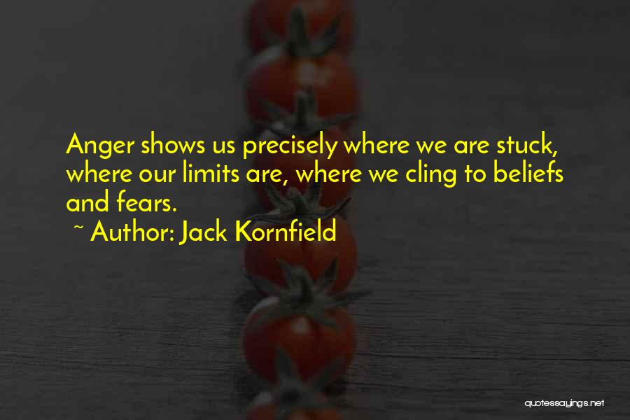 Jack Kornfield Quotes: Anger Shows Us Precisely Where We Are Stuck, Where Our Limits Are, Where We Cling To Beliefs And Fears.