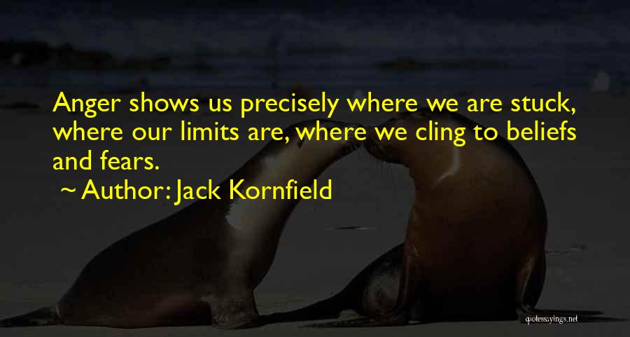 Jack Kornfield Quotes: Anger Shows Us Precisely Where We Are Stuck, Where Our Limits Are, Where We Cling To Beliefs And Fears.