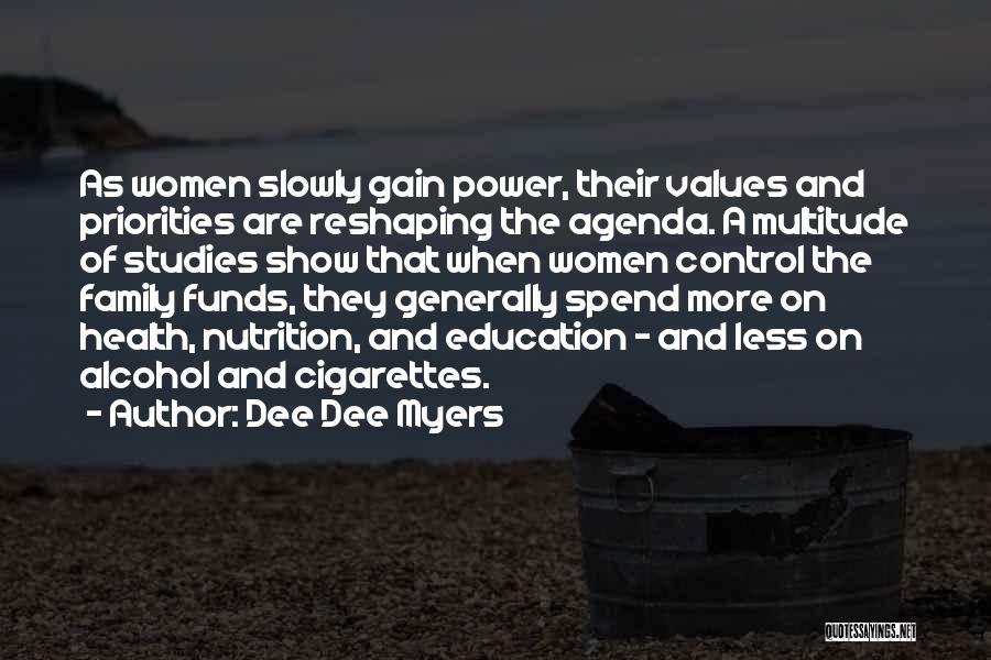 Dee Dee Myers Quotes: As Women Slowly Gain Power, Their Values And Priorities Are Reshaping The Agenda. A Multitude Of Studies Show That When