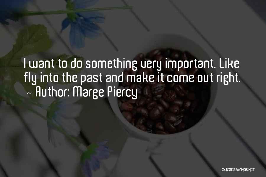 Marge Piercy Quotes: I Want To Do Something Very Important. Like Fly Into The Past And Make It Come Out Right.