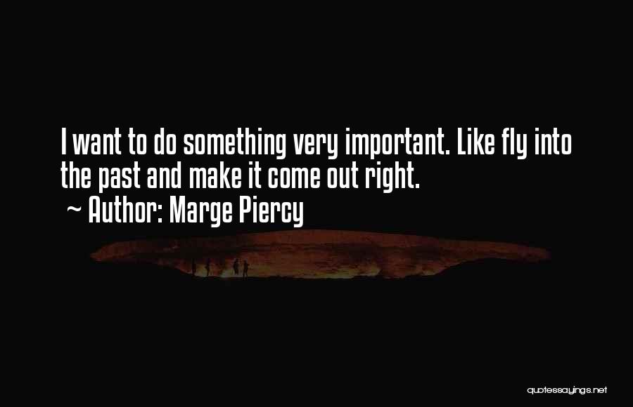 Marge Piercy Quotes: I Want To Do Something Very Important. Like Fly Into The Past And Make It Come Out Right.