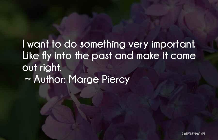 Marge Piercy Quotes: I Want To Do Something Very Important. Like Fly Into The Past And Make It Come Out Right.