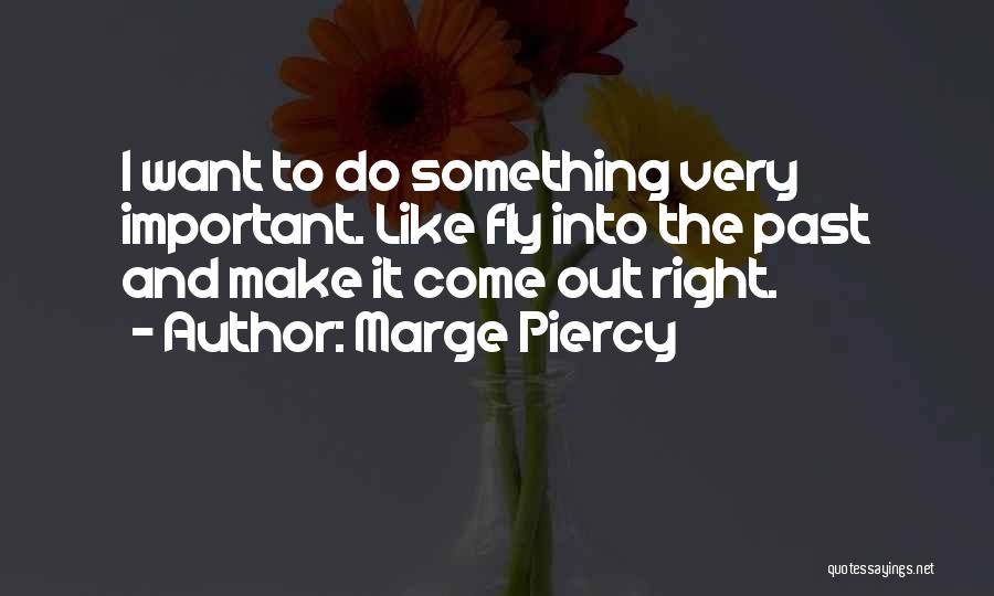 Marge Piercy Quotes: I Want To Do Something Very Important. Like Fly Into The Past And Make It Come Out Right.