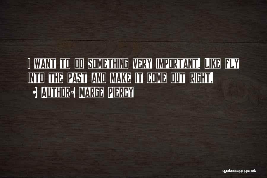 Marge Piercy Quotes: I Want To Do Something Very Important. Like Fly Into The Past And Make It Come Out Right.