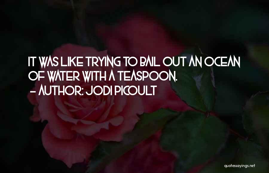 Jodi Picoult Quotes: It Was Like Trying To Bail Out An Ocean Of Water With A Teaspoon.