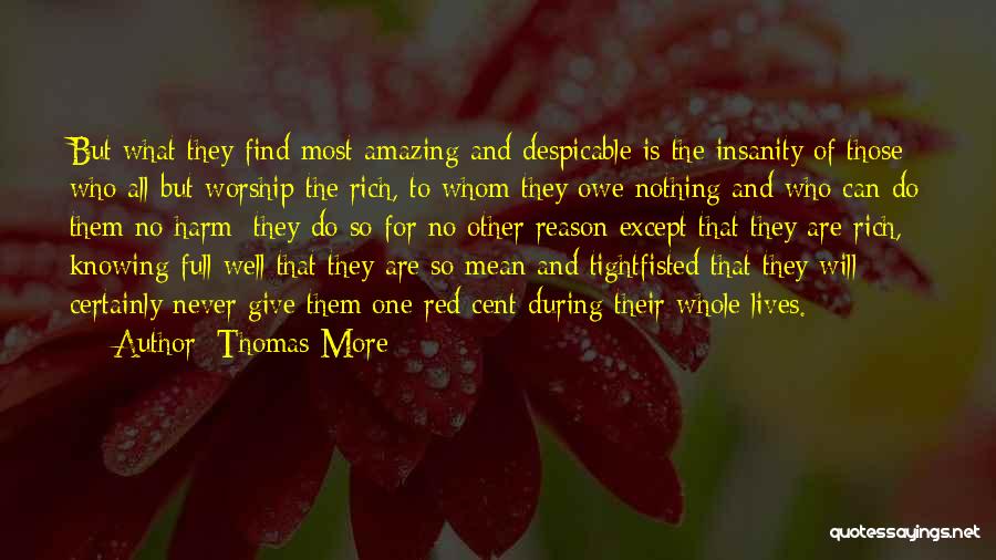 Thomas More Quotes: But What They Find Most Amazing And Despicable Is The Insanity Of Those Who All But Worship The Rich, To