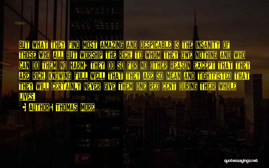 Thomas More Quotes: But What They Find Most Amazing And Despicable Is The Insanity Of Those Who All But Worship The Rich, To