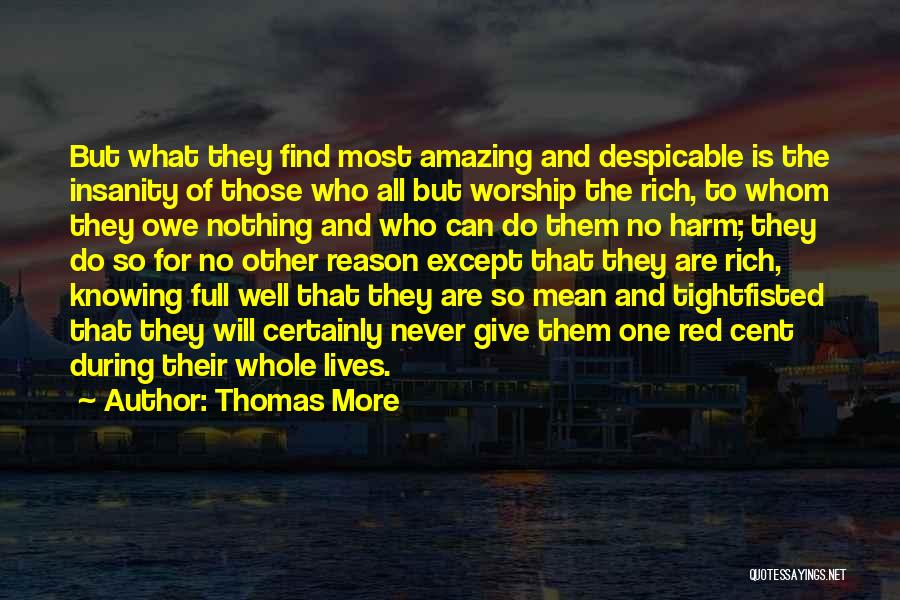 Thomas More Quotes: But What They Find Most Amazing And Despicable Is The Insanity Of Those Who All But Worship The Rich, To