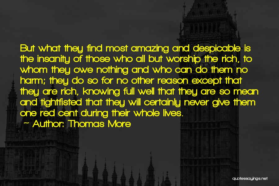 Thomas More Quotes: But What They Find Most Amazing And Despicable Is The Insanity Of Those Who All But Worship The Rich, To