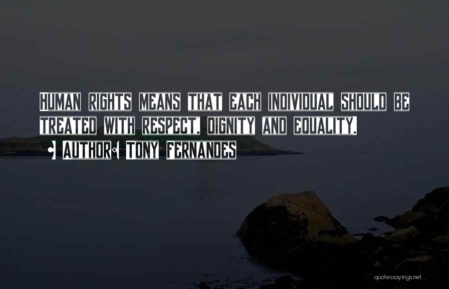 Tony Fernandes Quotes: Human Rights Means That Each Individual Should Be Treated With Respect, Dignity And Equality.