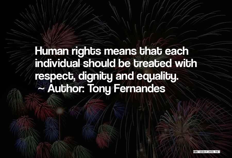 Tony Fernandes Quotes: Human Rights Means That Each Individual Should Be Treated With Respect, Dignity And Equality.