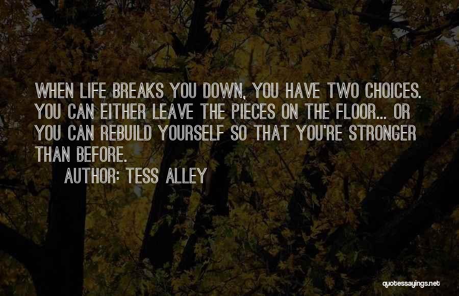 Tess Alley Quotes: When Life Breaks You Down, You Have Two Choices. You Can Either Leave The Pieces On The Floor... Or You