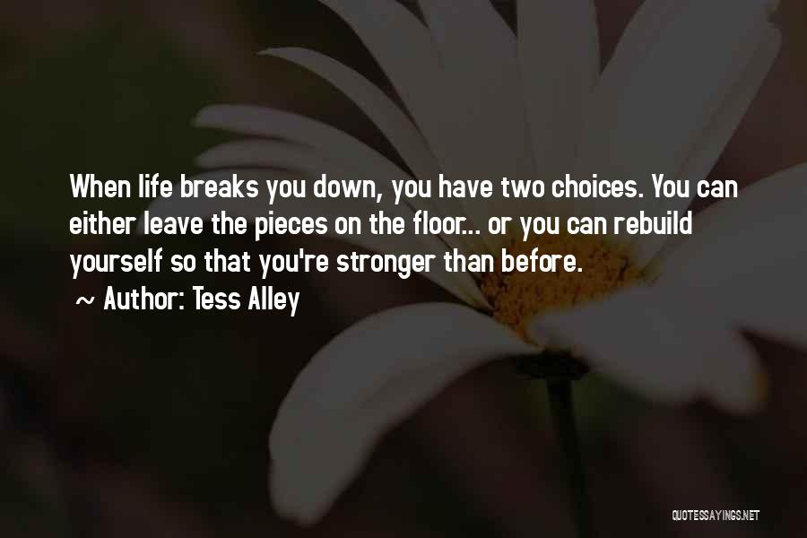 Tess Alley Quotes: When Life Breaks You Down, You Have Two Choices. You Can Either Leave The Pieces On The Floor... Or You