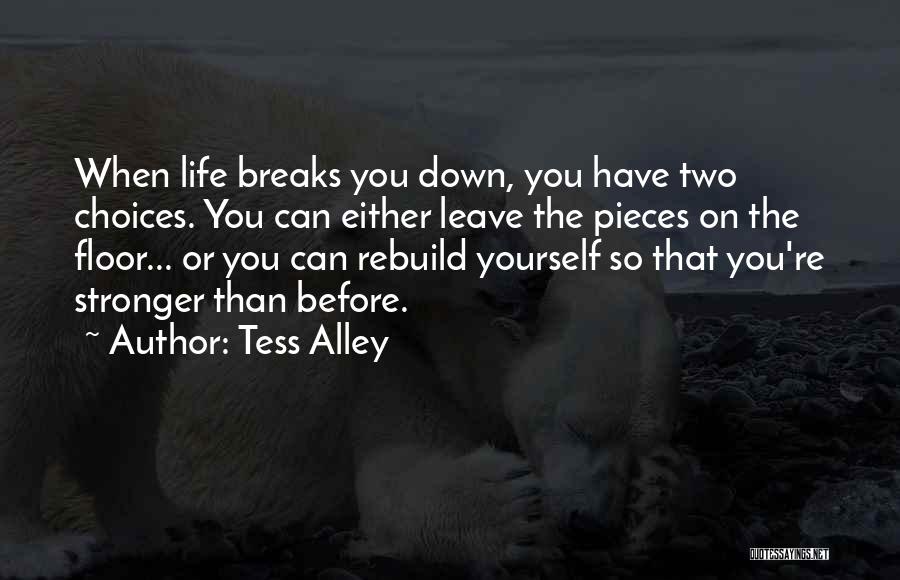 Tess Alley Quotes: When Life Breaks You Down, You Have Two Choices. You Can Either Leave The Pieces On The Floor... Or You