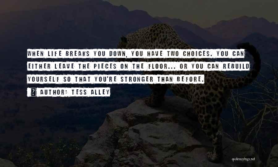 Tess Alley Quotes: When Life Breaks You Down, You Have Two Choices. You Can Either Leave The Pieces On The Floor... Or You