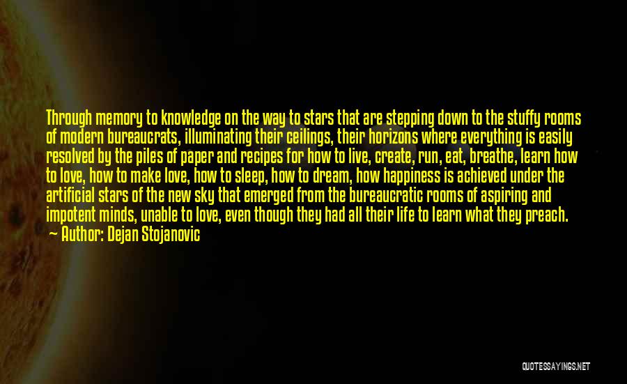 Dejan Stojanovic Quotes: Through Memory To Knowledge On The Way To Stars That Are Stepping Down To The Stuffy Rooms Of Modern Bureaucrats,