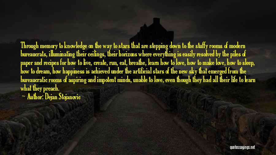 Dejan Stojanovic Quotes: Through Memory To Knowledge On The Way To Stars That Are Stepping Down To The Stuffy Rooms Of Modern Bureaucrats,