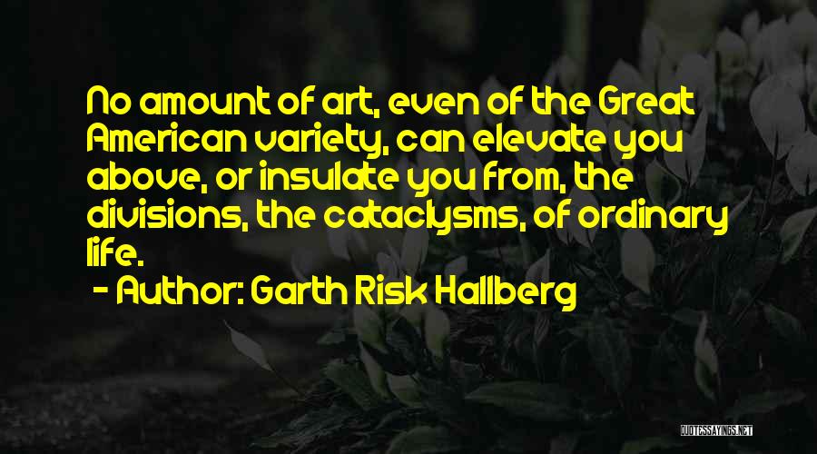 Garth Risk Hallberg Quotes: No Amount Of Art, Even Of The Great American Variety, Can Elevate You Above, Or Insulate You From, The Divisions,