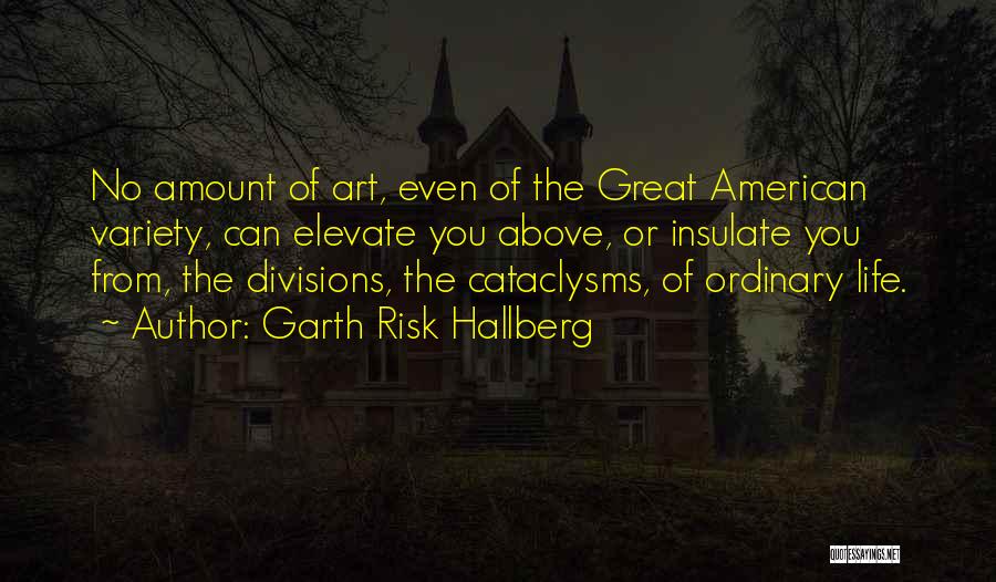 Garth Risk Hallberg Quotes: No Amount Of Art, Even Of The Great American Variety, Can Elevate You Above, Or Insulate You From, The Divisions,
