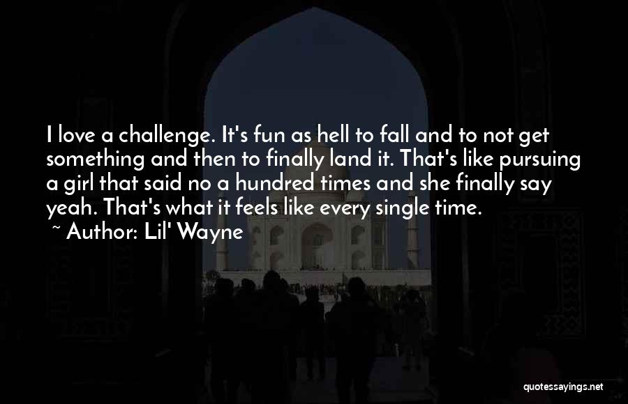 Lil' Wayne Quotes: I Love A Challenge. It's Fun As Hell To Fall And To Not Get Something And Then To Finally Land