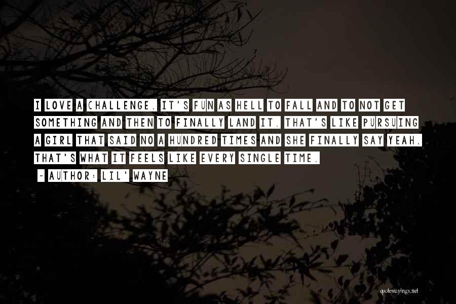 Lil' Wayne Quotes: I Love A Challenge. It's Fun As Hell To Fall And To Not Get Something And Then To Finally Land