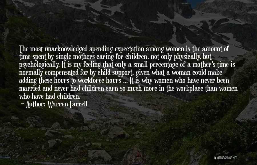 Warren Farrell Quotes: The Most Unacknowledged Spending Expectation Among Women Is The Amount Of Time Spent By Single Mothers Caring For Children, Not