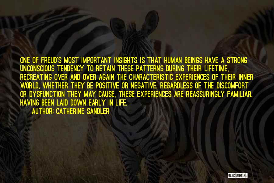 Catherine Sandler Quotes: One Of Freud's Most Important Insights Is That Human Beings Have A Strong Unconscious Tendency To Retain These Patterns During