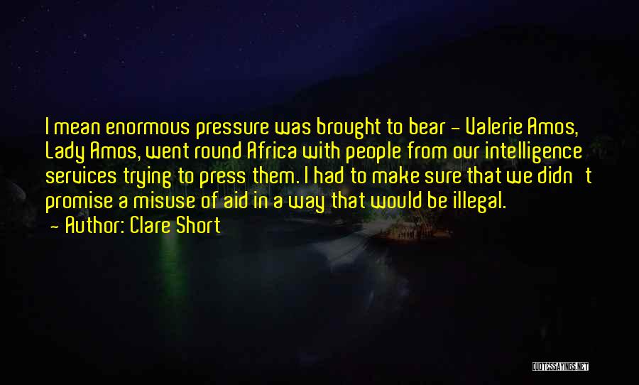 Clare Short Quotes: I Mean Enormous Pressure Was Brought To Bear - Valerie Amos, Lady Amos, Went Round Africa With People From Our