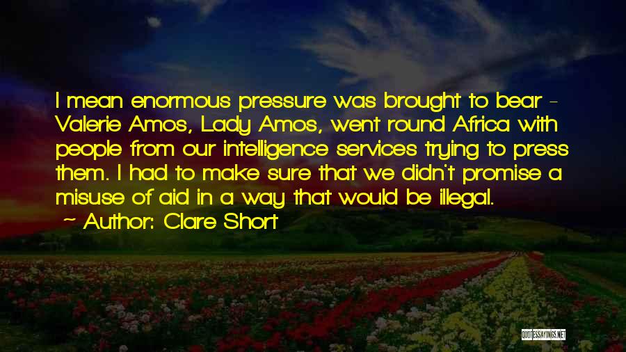 Clare Short Quotes: I Mean Enormous Pressure Was Brought To Bear - Valerie Amos, Lady Amos, Went Round Africa With People From Our