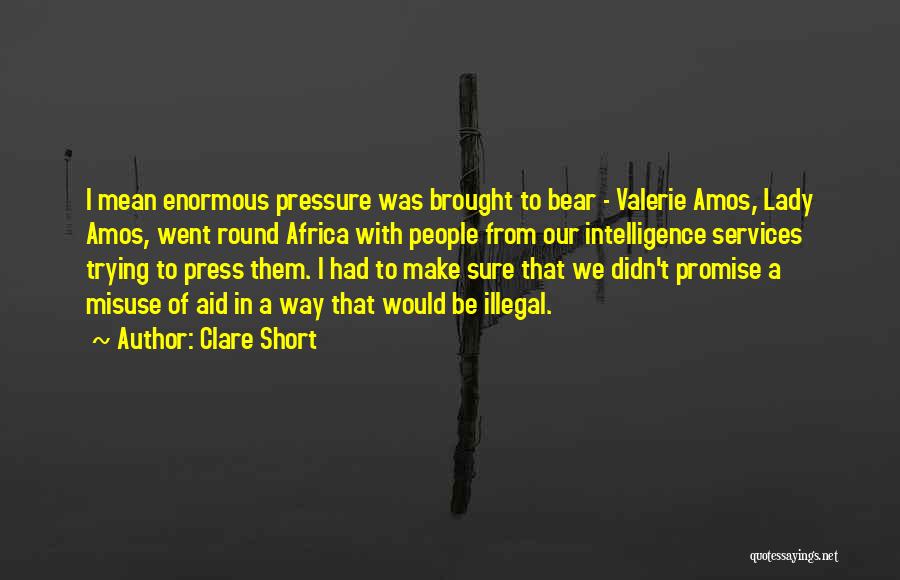 Clare Short Quotes: I Mean Enormous Pressure Was Brought To Bear - Valerie Amos, Lady Amos, Went Round Africa With People From Our