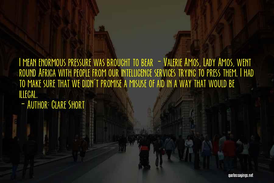 Clare Short Quotes: I Mean Enormous Pressure Was Brought To Bear - Valerie Amos, Lady Amos, Went Round Africa With People From Our