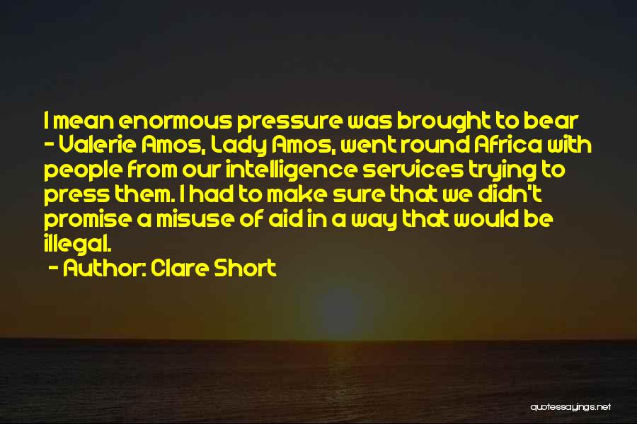 Clare Short Quotes: I Mean Enormous Pressure Was Brought To Bear - Valerie Amos, Lady Amos, Went Round Africa With People From Our